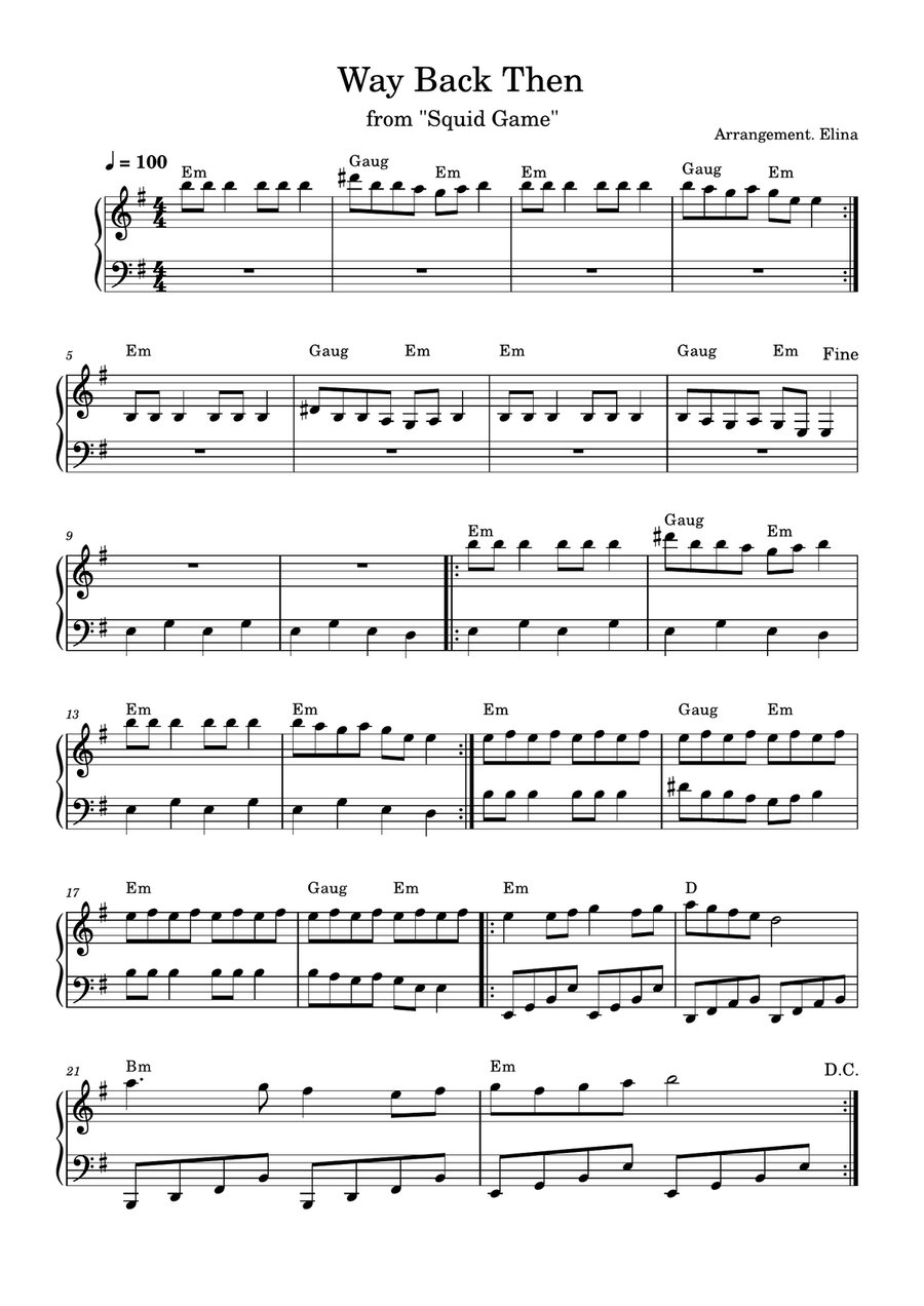 Way Back Then Way Back Then Easy Piano scores gallery preview page 1