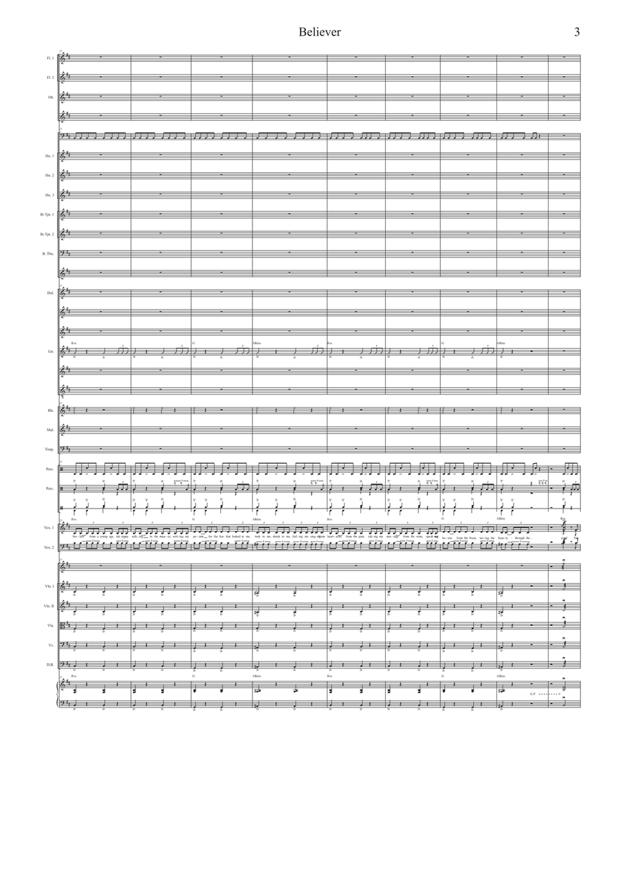 Believer Believer Full Orchestra scores gallery preview page 3