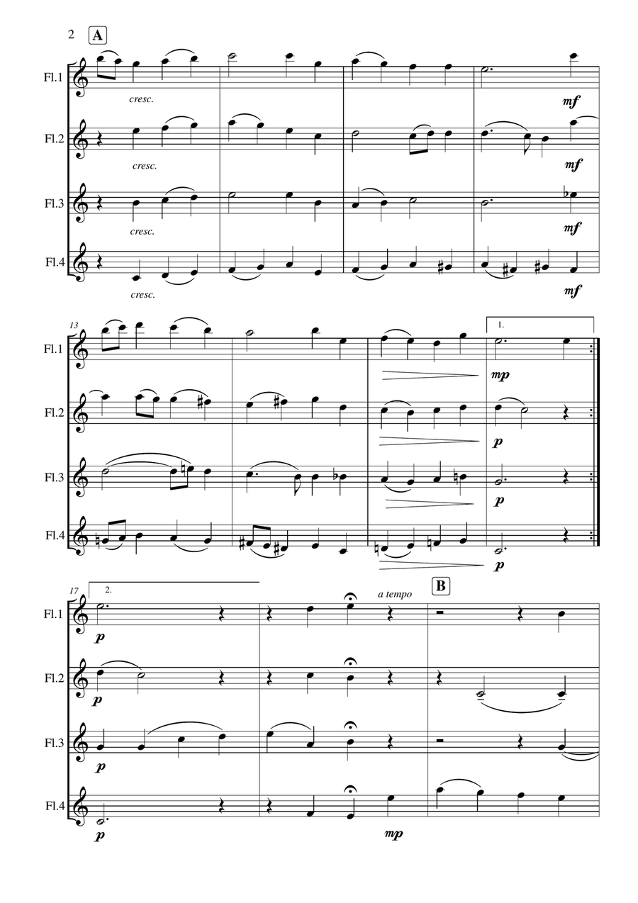 O Sacred Head, Surrounded Flute Quartet scores gallery preview page 3