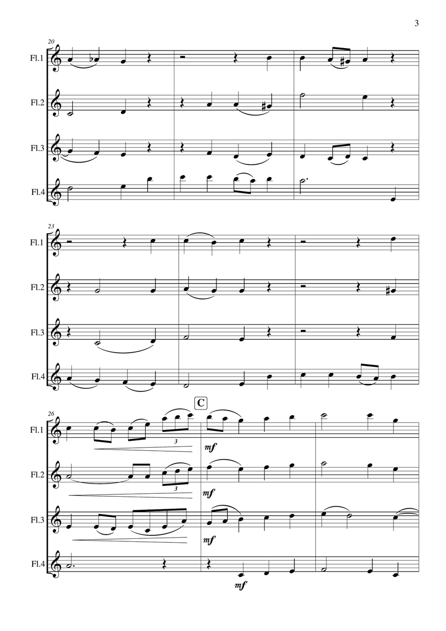 O Sacred Head, Surrounded Flute Quartet scores gallery preview page 4