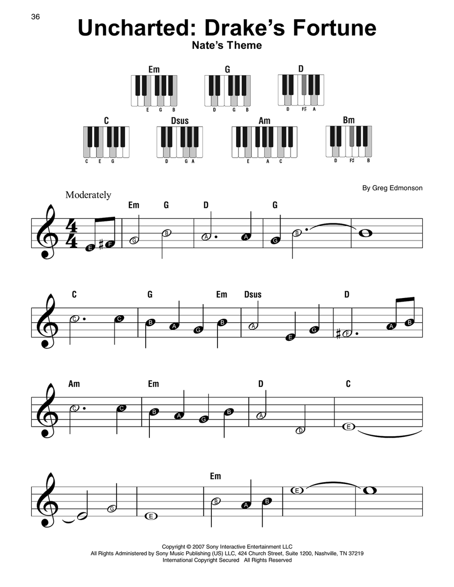 Uncharted: Nate's Theme Uncharted: Nate's Theme Easy Piano scores gallery preview page 1
