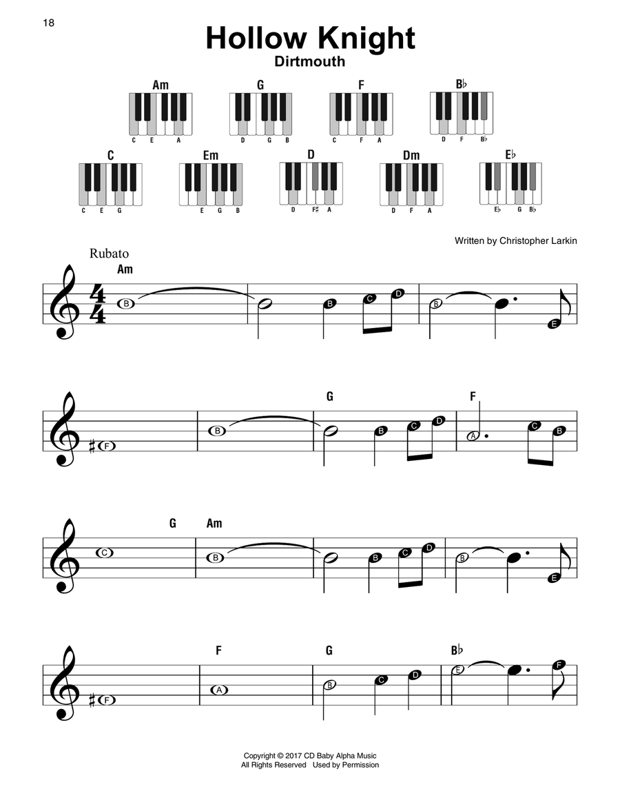 Dirtmouth (from Hollow Knight) Easy Piano scores gallery preview page 1