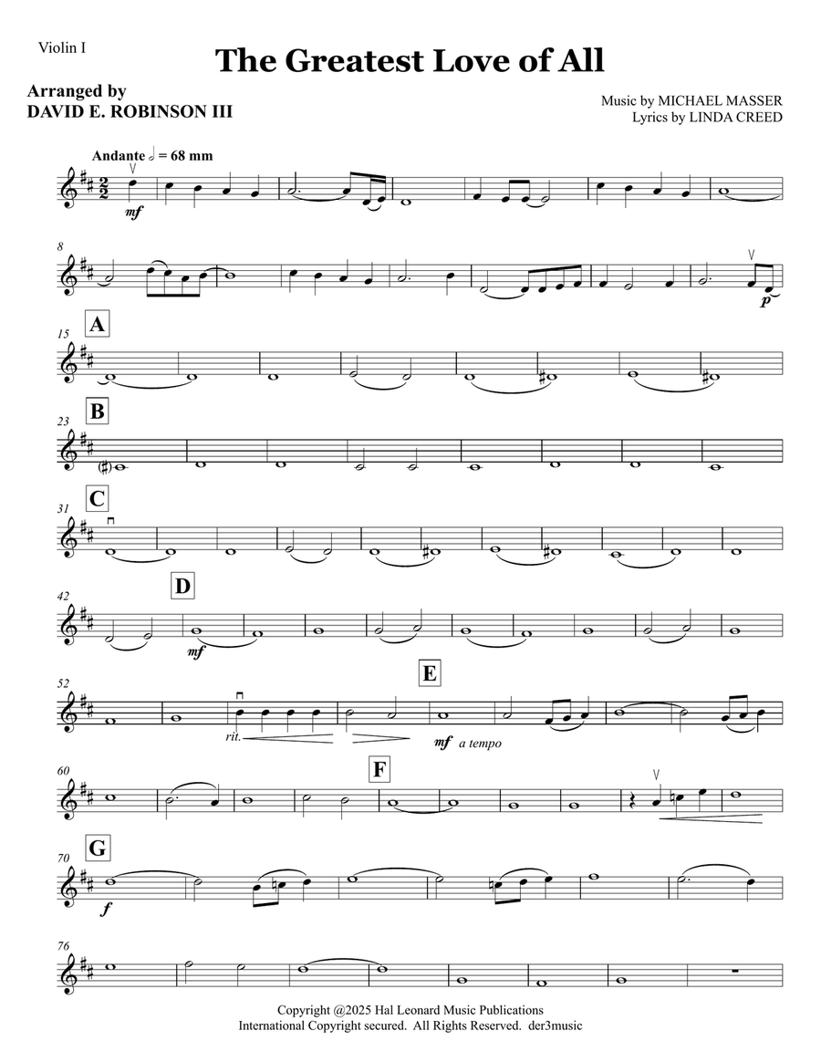 The Greatest Love Of All The Greatest Love Of All String Orchestra scores gallery preview page 1