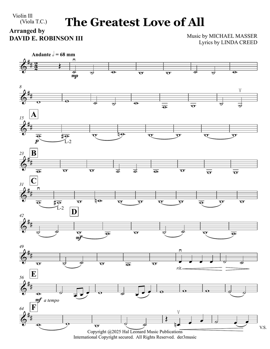 The Greatest Love Of All The Greatest Love Of All String Orchestra scores gallery preview page 5