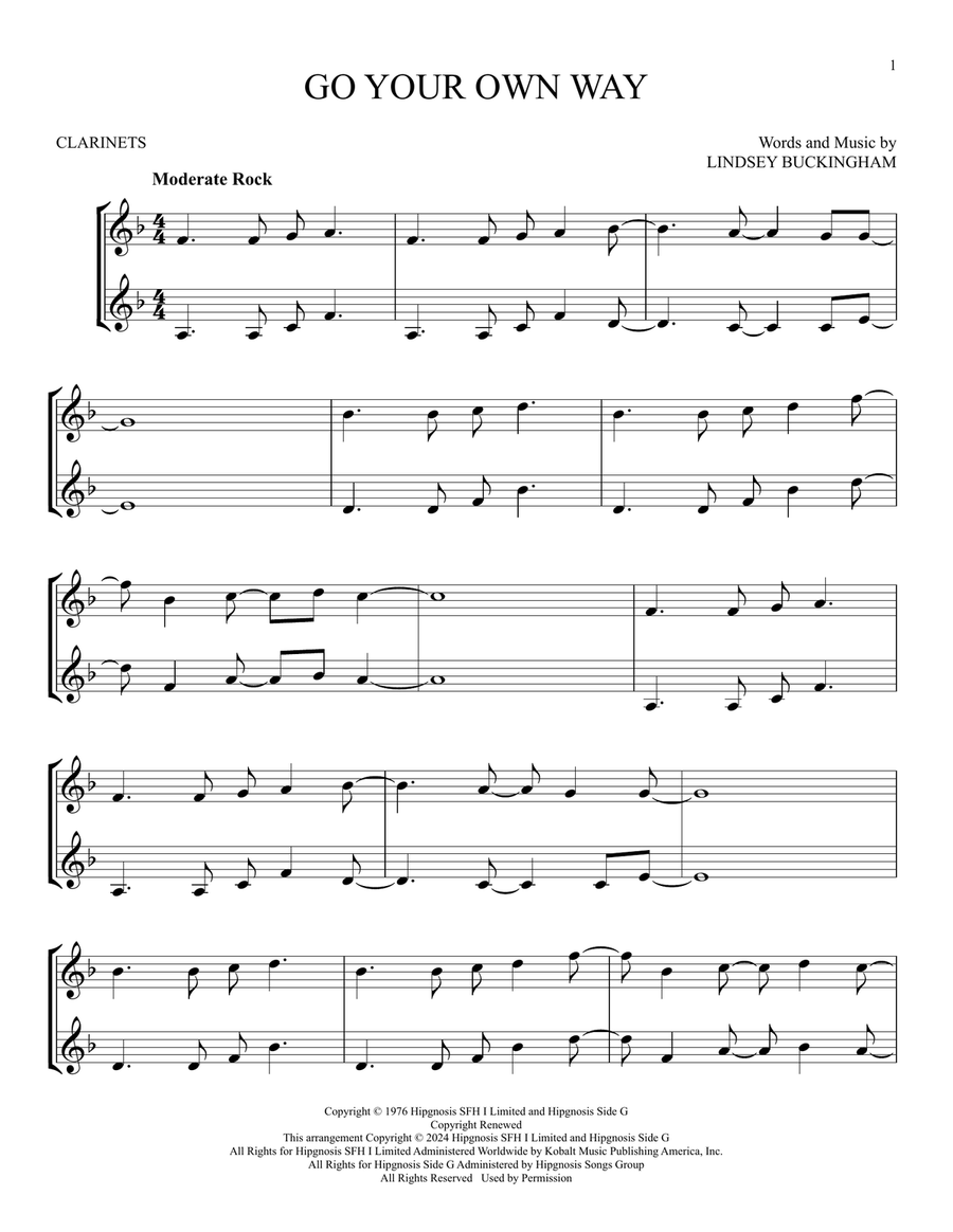Go Your Own Way Go Your Own Way Clarinet Duet scores gallery preview page 1