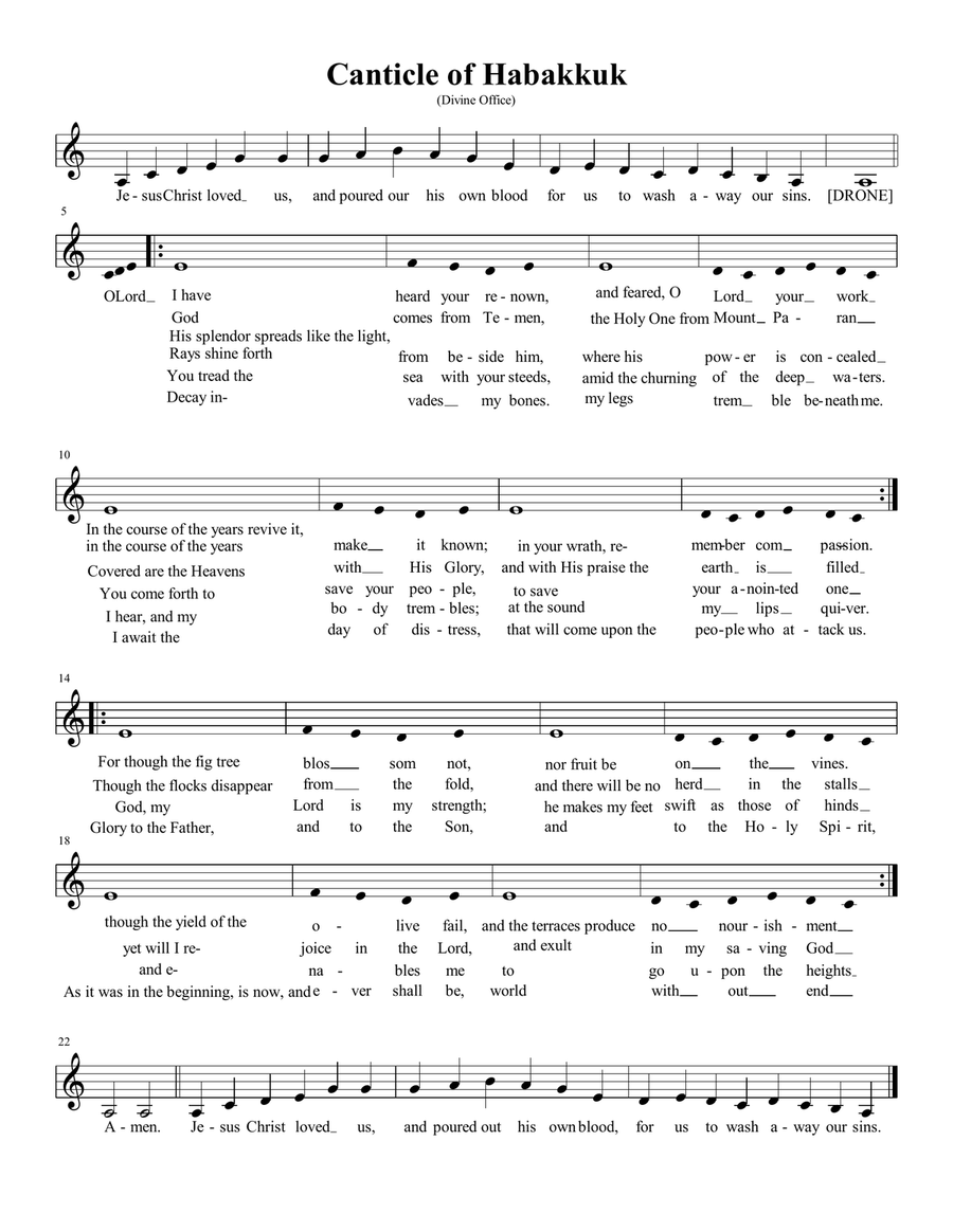Canticle of Habakkuk (Gregorian Chant) A Cappella scores gallery preview page 1