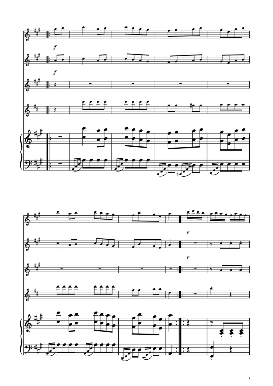 Turkish March - Flute Quartet Flute Quartet scores gallery preview page 3