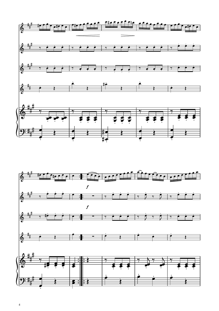 Turkish March - Flute Quartet Flute Quartet scores gallery preview page 4
