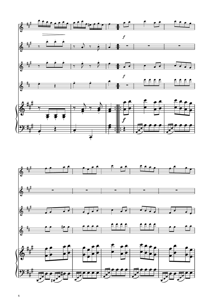 Turkish March - Flute Quartet Flute Quartet scores gallery preview page 6
