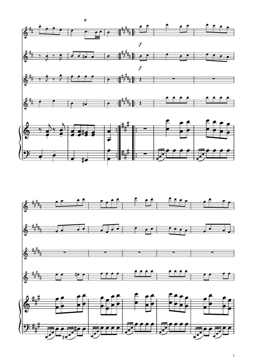 Turkish March - Clarinet Quartet Clarinet Quartet scores gallery preview page 3