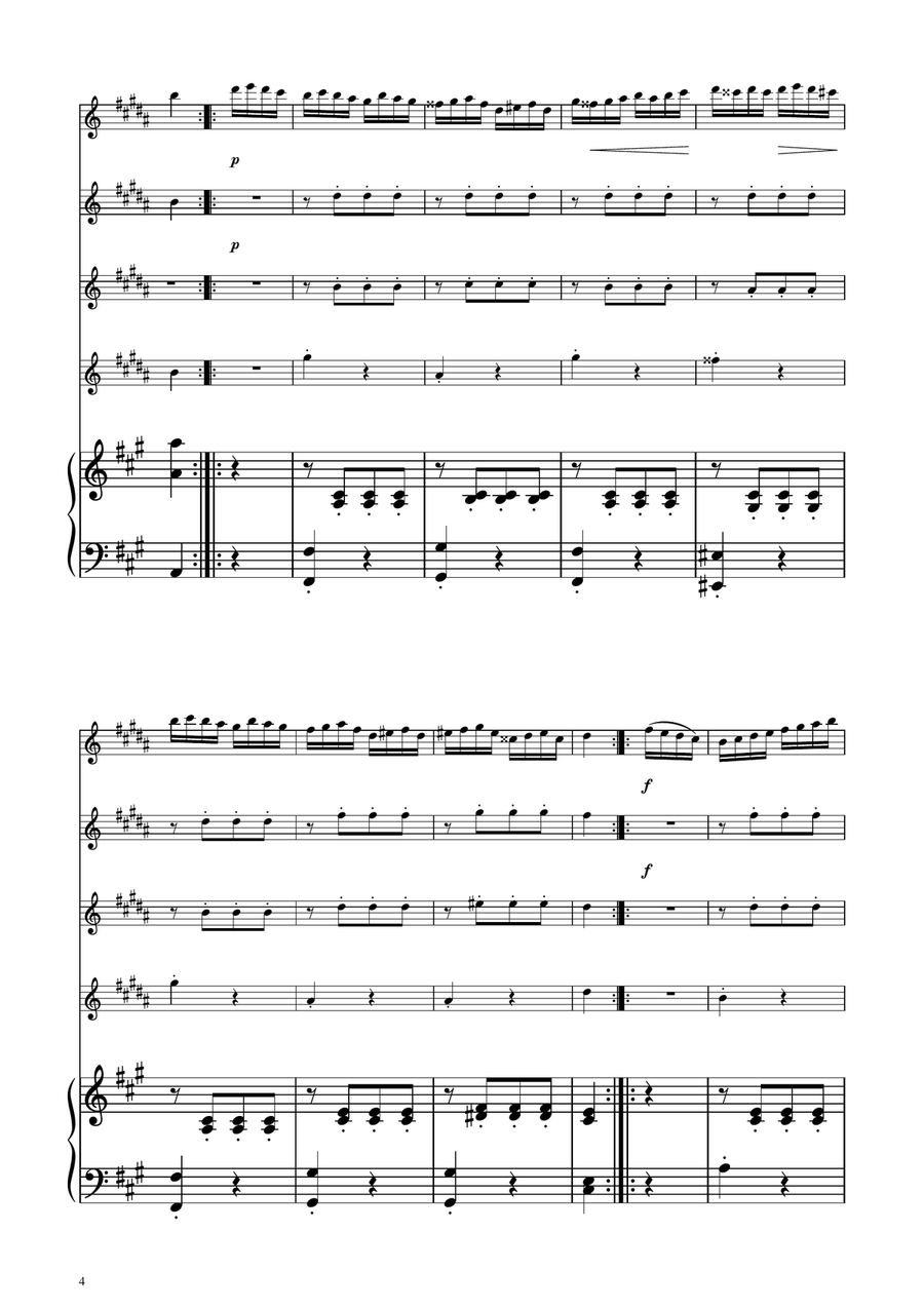 Turkish March - Clarinet Quartet Clarinet Quartet scores gallery preview page 4