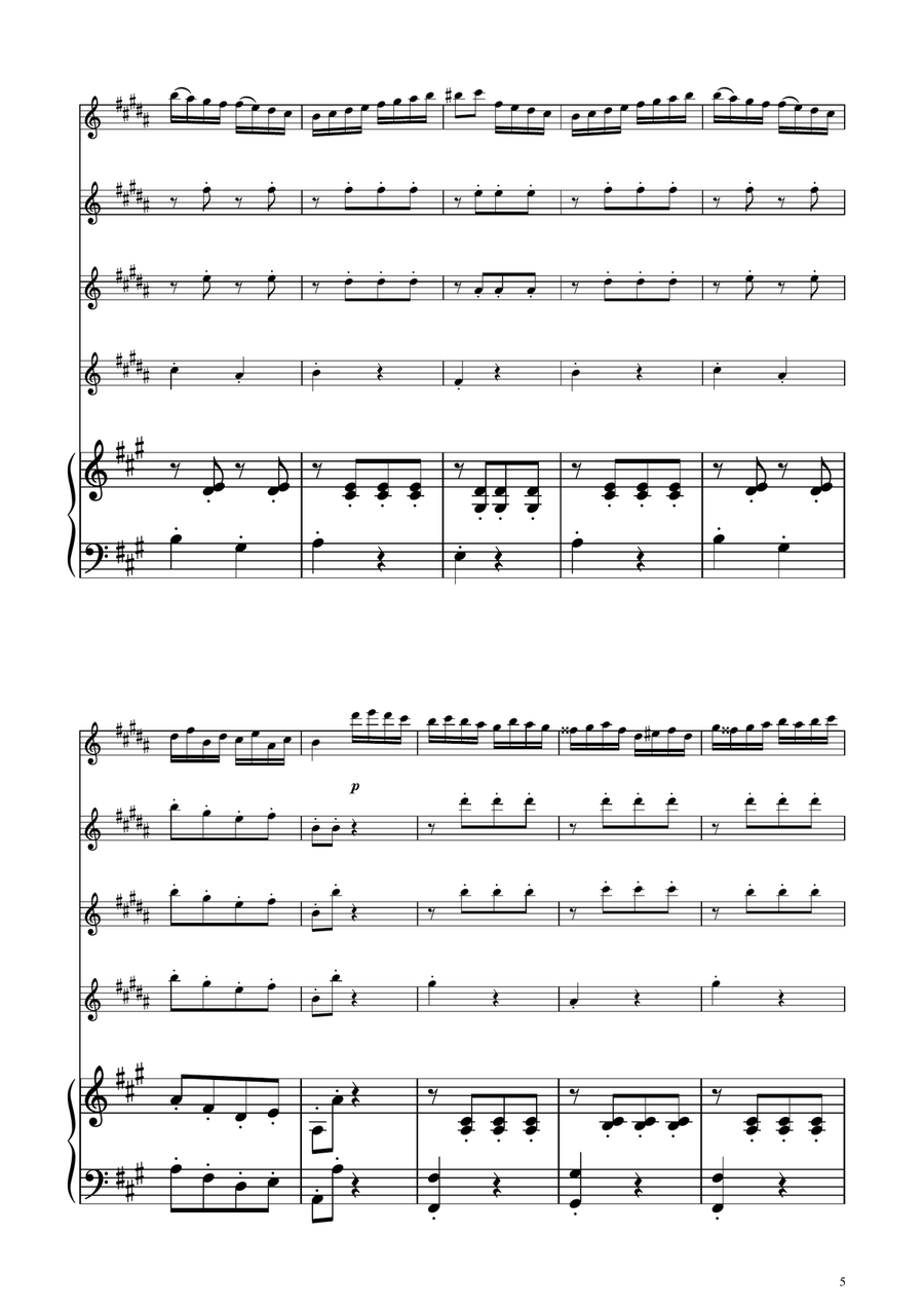 Turkish March - Clarinet Quartet Clarinet Quartet scores gallery preview page 5