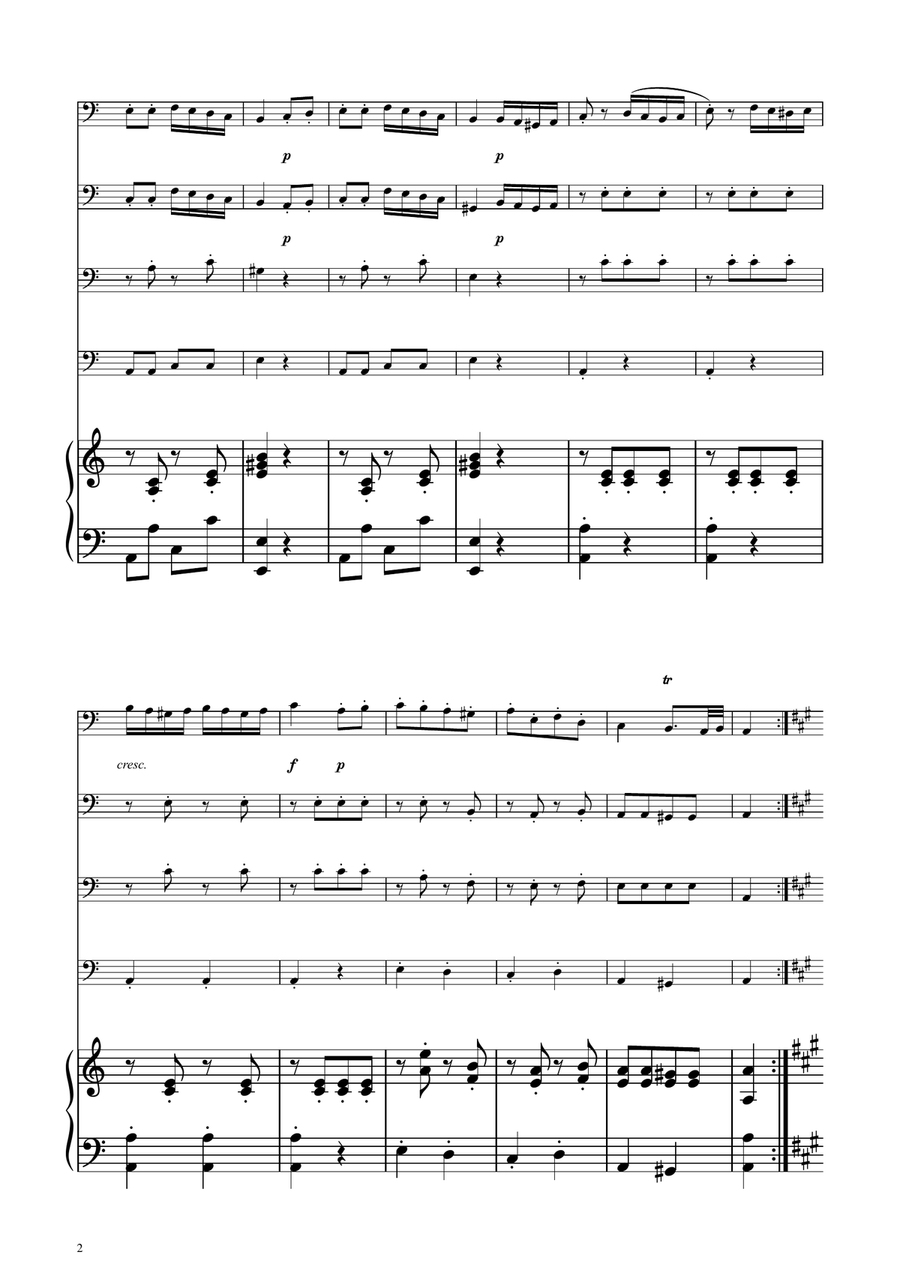 Turkish March - Cello Quartet String Quartet scores gallery preview page 2