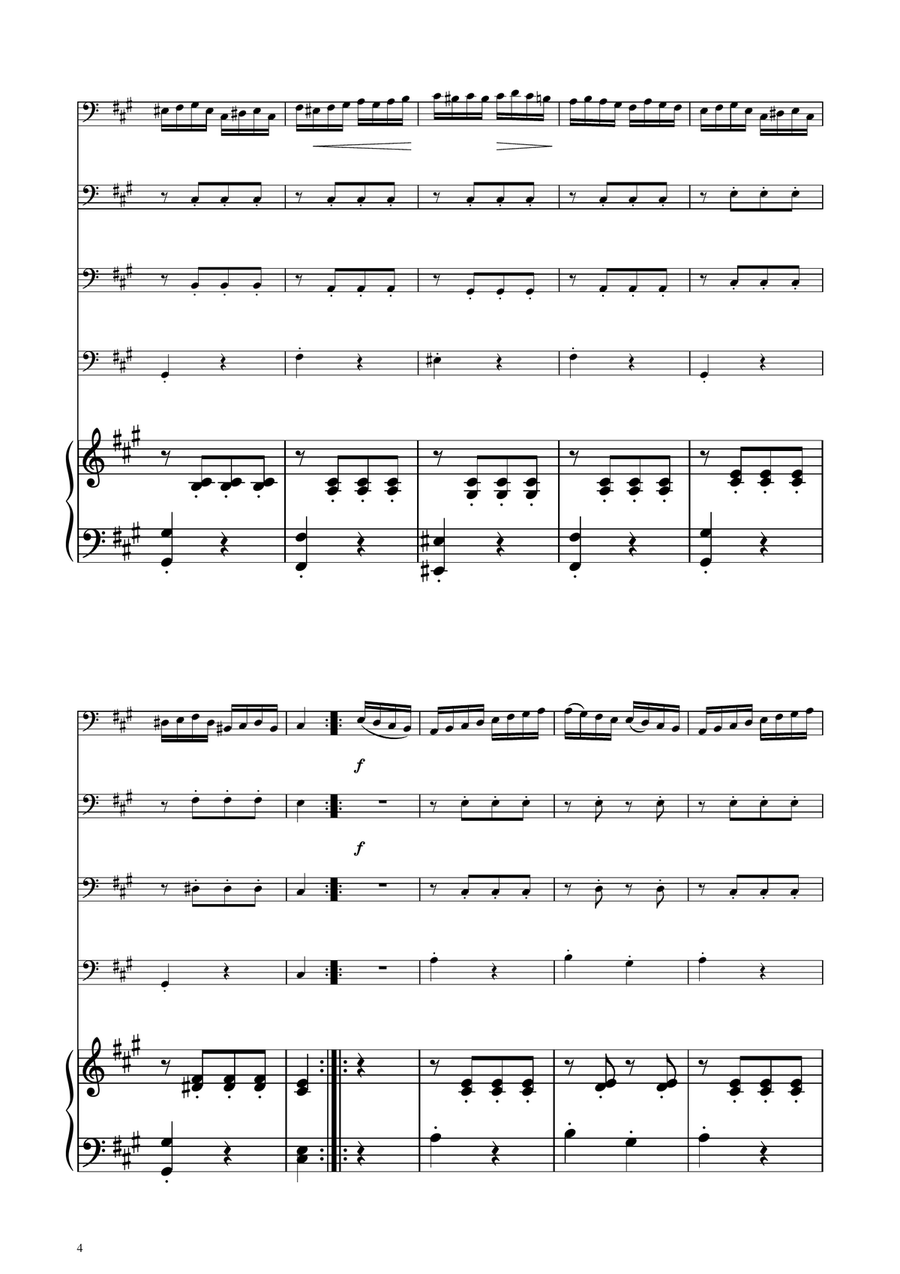 Turkish March - Cello Quartet String Quartet scores gallery preview page 4