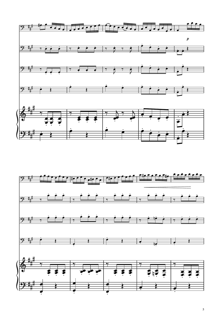 Turkish March - Cello Quartet String Quartet scores gallery preview page 5