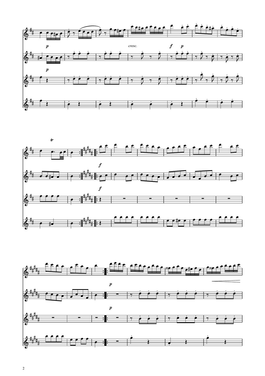 Turkish March - Clarinet Quartet Clarinet Quartet scores gallery preview page 2