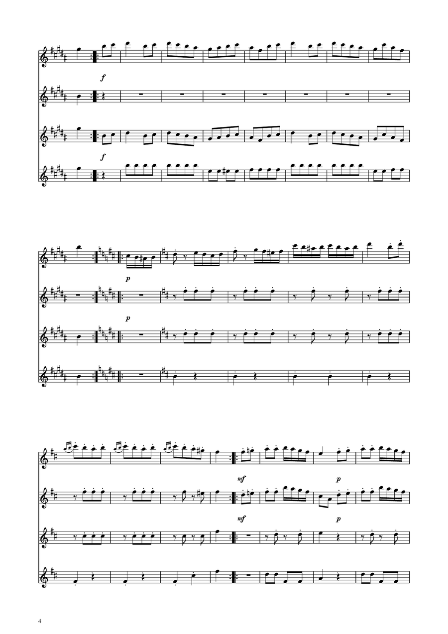 Turkish March - Clarinet Quartet Clarinet Quartet scores gallery preview page 4