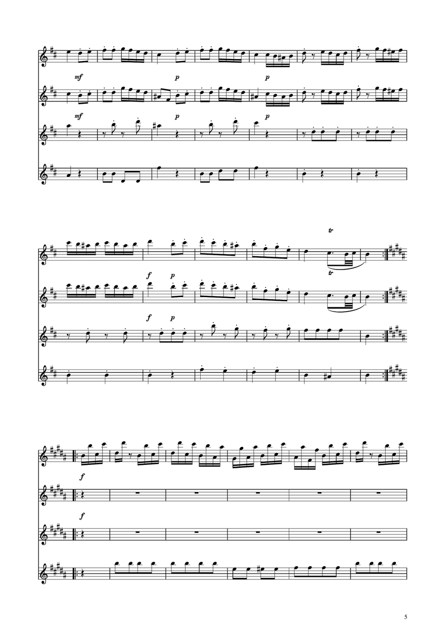 Turkish March - Clarinet Quartet Clarinet Quartet scores gallery preview page 5