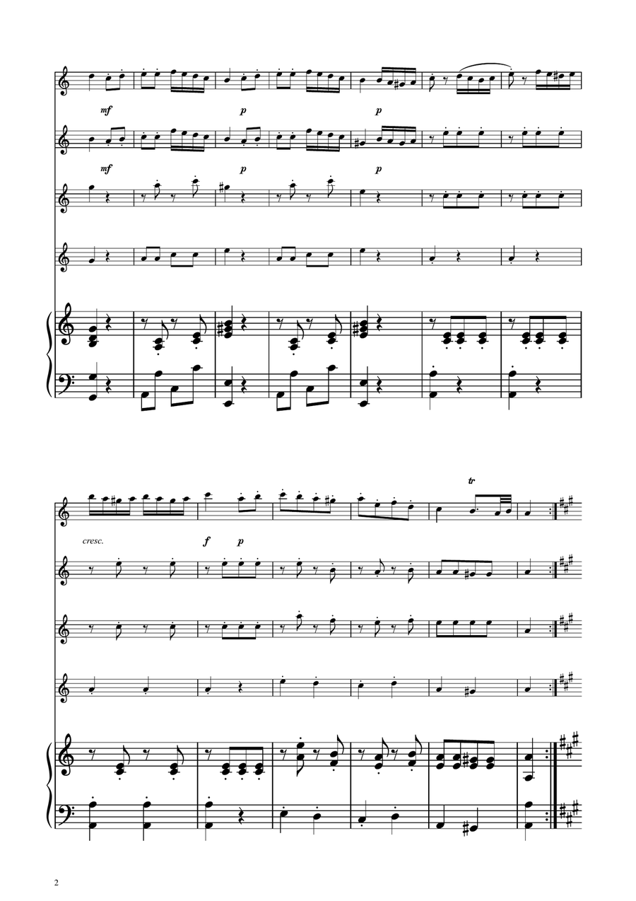 Turkish March - Violin Quartet String Quartet scores gallery preview page 2