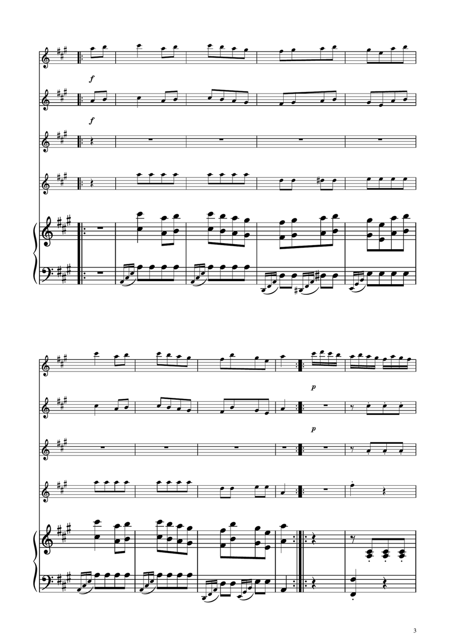 Turkish March - Violin Quartet String Quartet scores gallery preview page 3