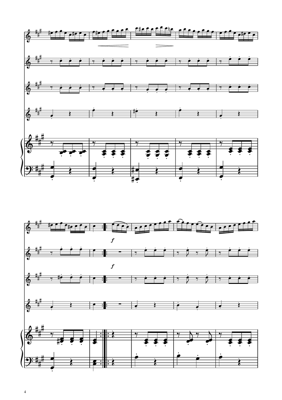 Turkish March - Violin Quartet String Quartet scores gallery preview page 4
