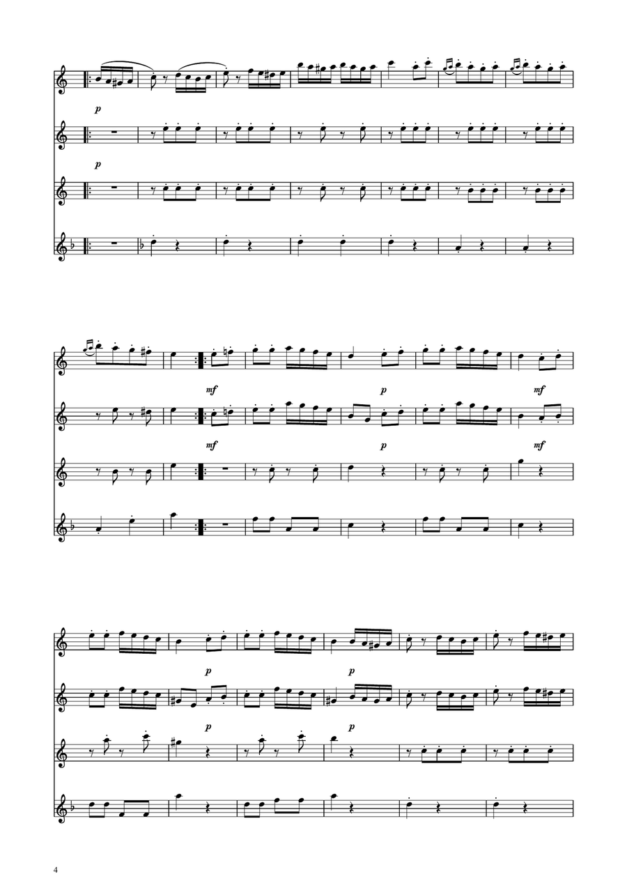 Turkish March - Flute Quartet Flute Quartet scores gallery preview page 4