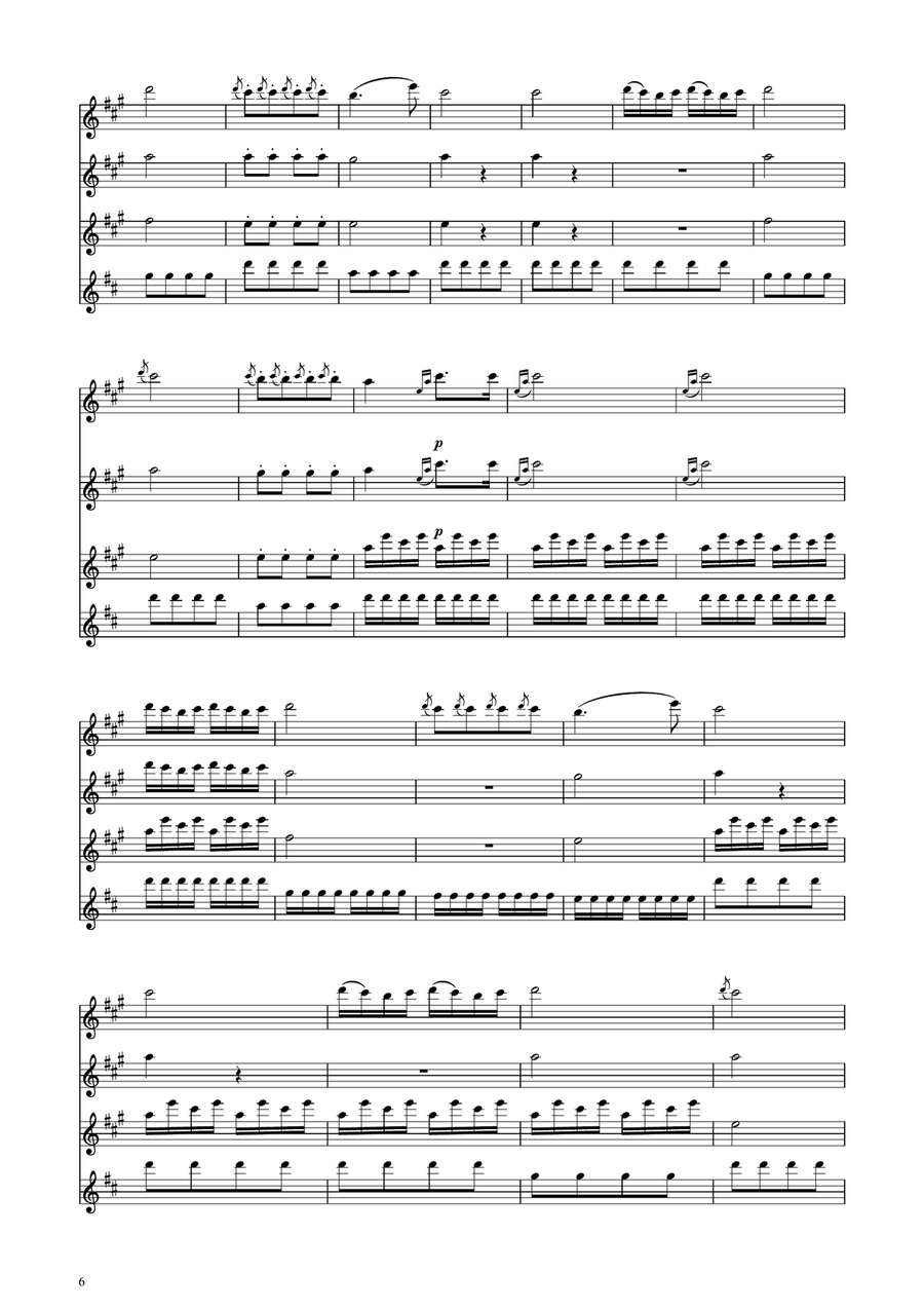 Turkish March - Flute Quartet Flute Quartet scores gallery preview page 6