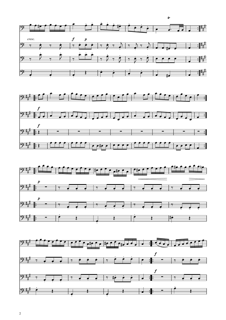 Turkish March - Cello Quartet String Quartet scores gallery preview page 2