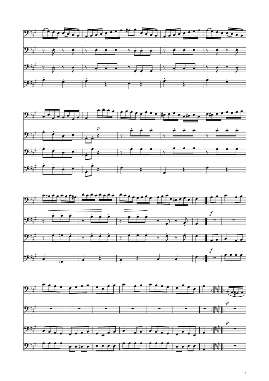 Turkish March - Cello Quartet String Quartet scores gallery preview page 3