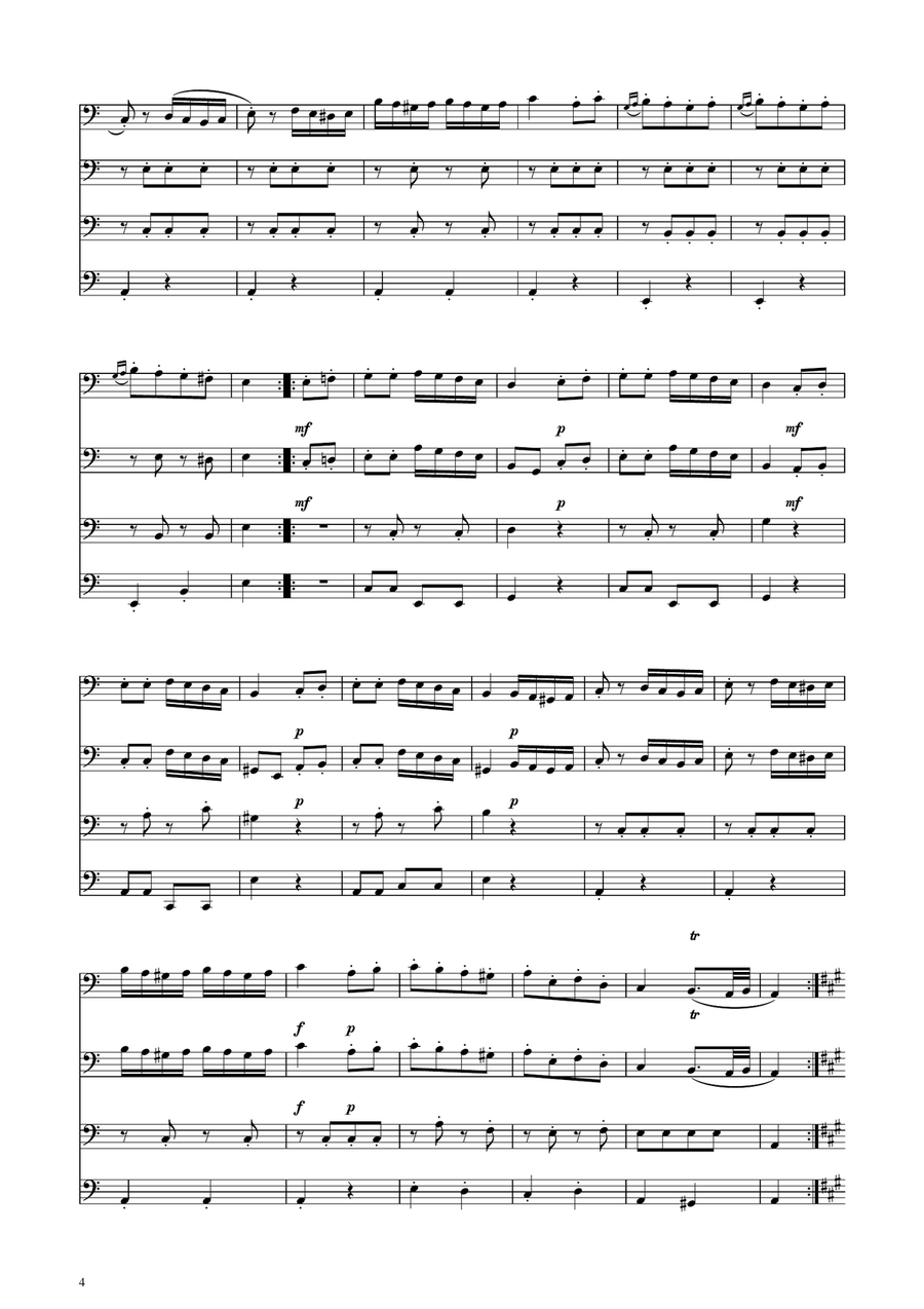 Turkish March - Cello Quartet String Quartet scores gallery preview page 4