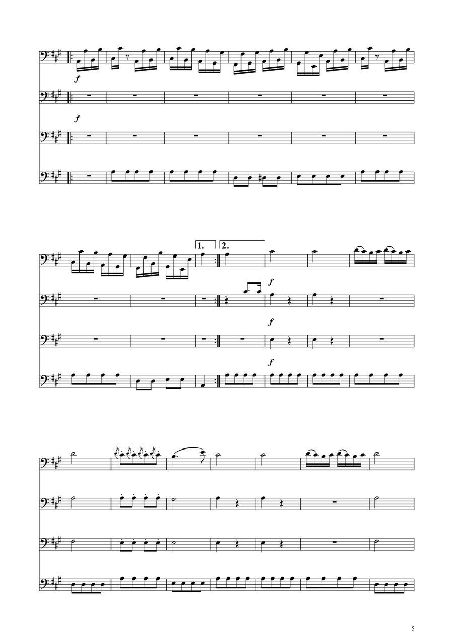 Turkish March - Cello Quartet String Quartet scores gallery preview page 5