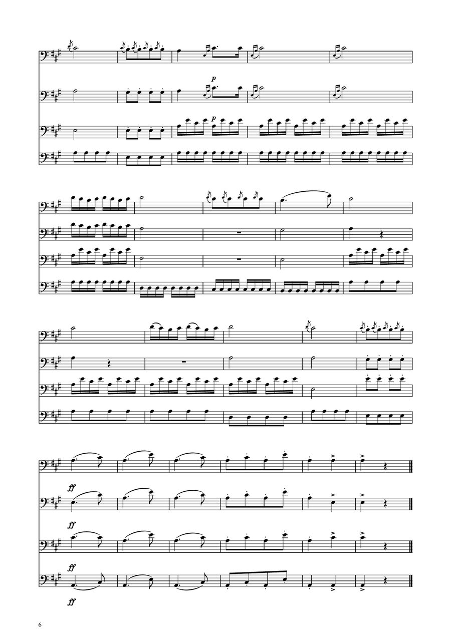 Turkish March - Cello Quartet String Quartet scores gallery preview page 6
