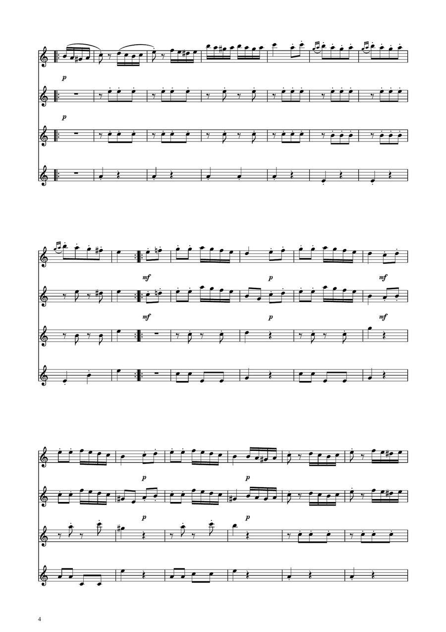 Turkish March - Flute Quartet Flute Quartet scores gallery preview page 4