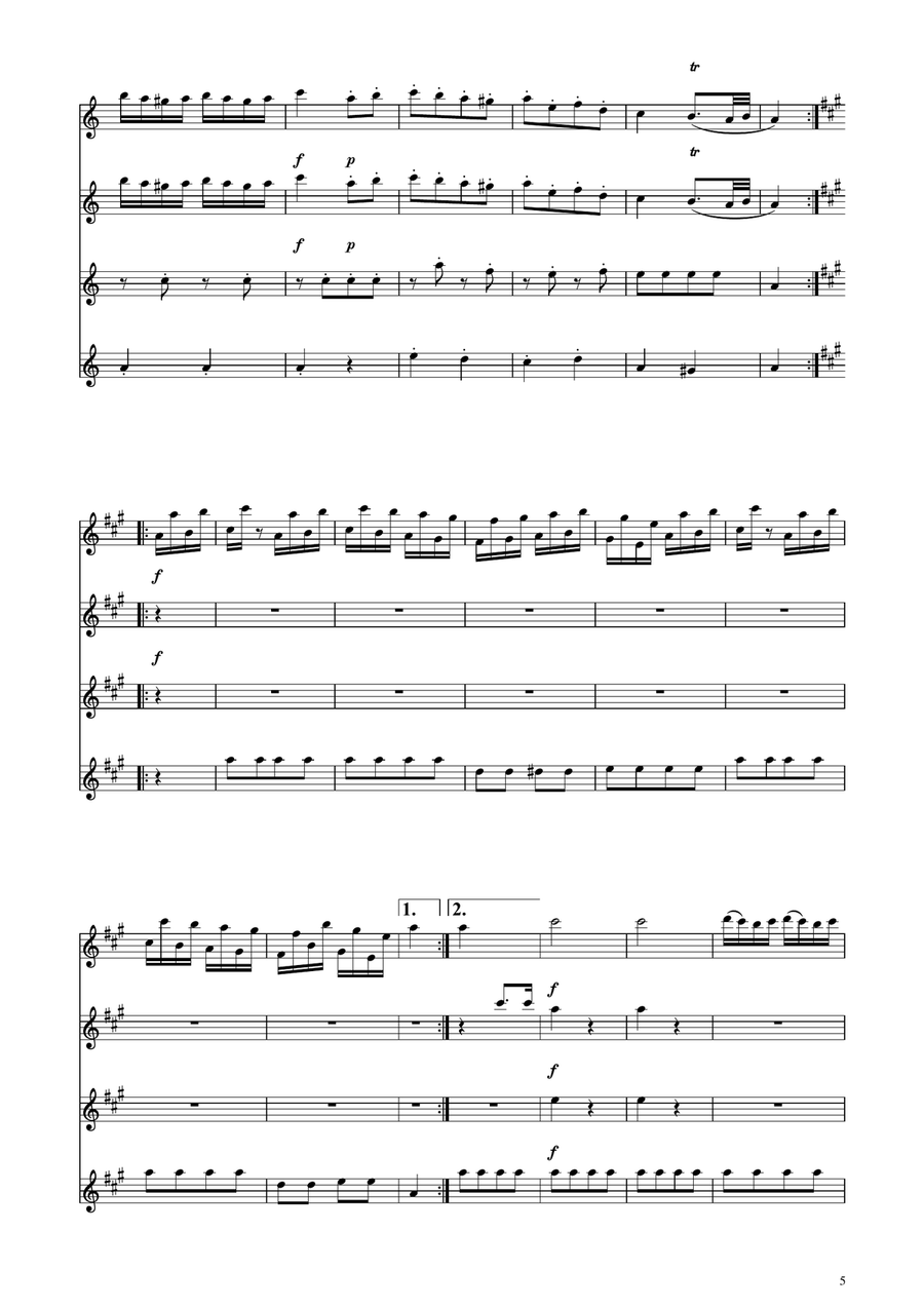 Turkish March - Flute Quartet Flute Quartet scores gallery preview page 5