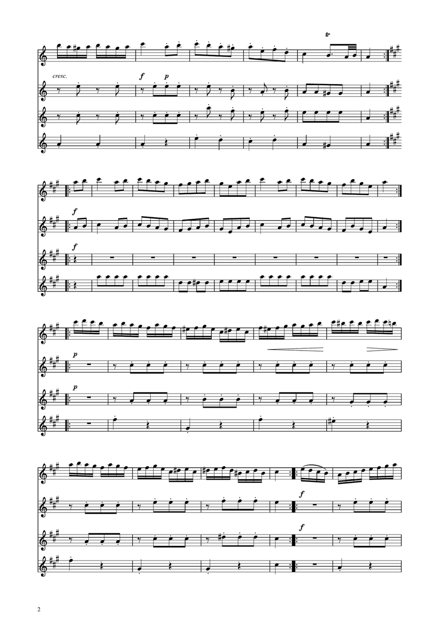 Turkish March - Violin Quartet String Quartet scores gallery preview page 2