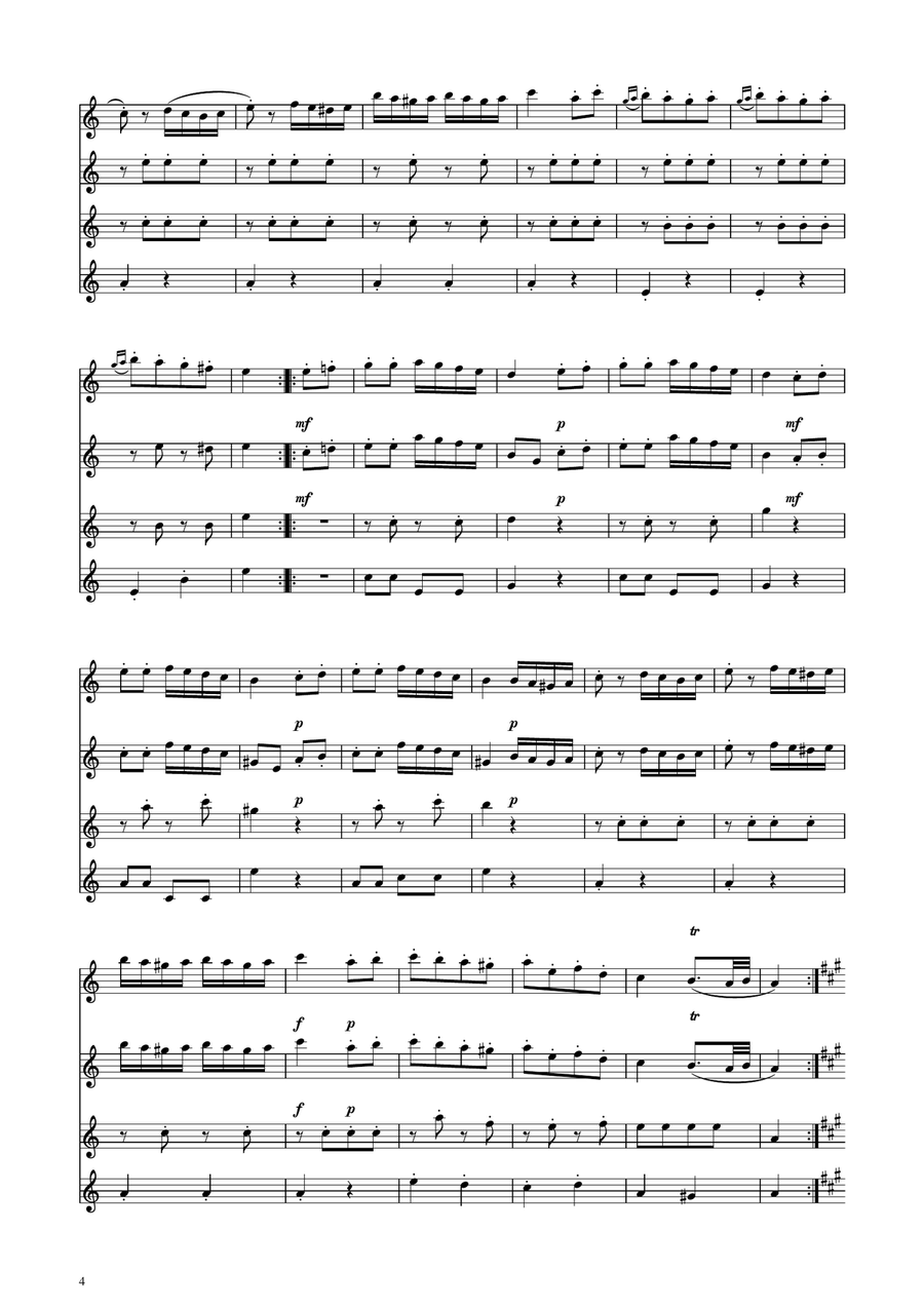 Turkish March - Violin Quartet String Quartet scores gallery preview page 4