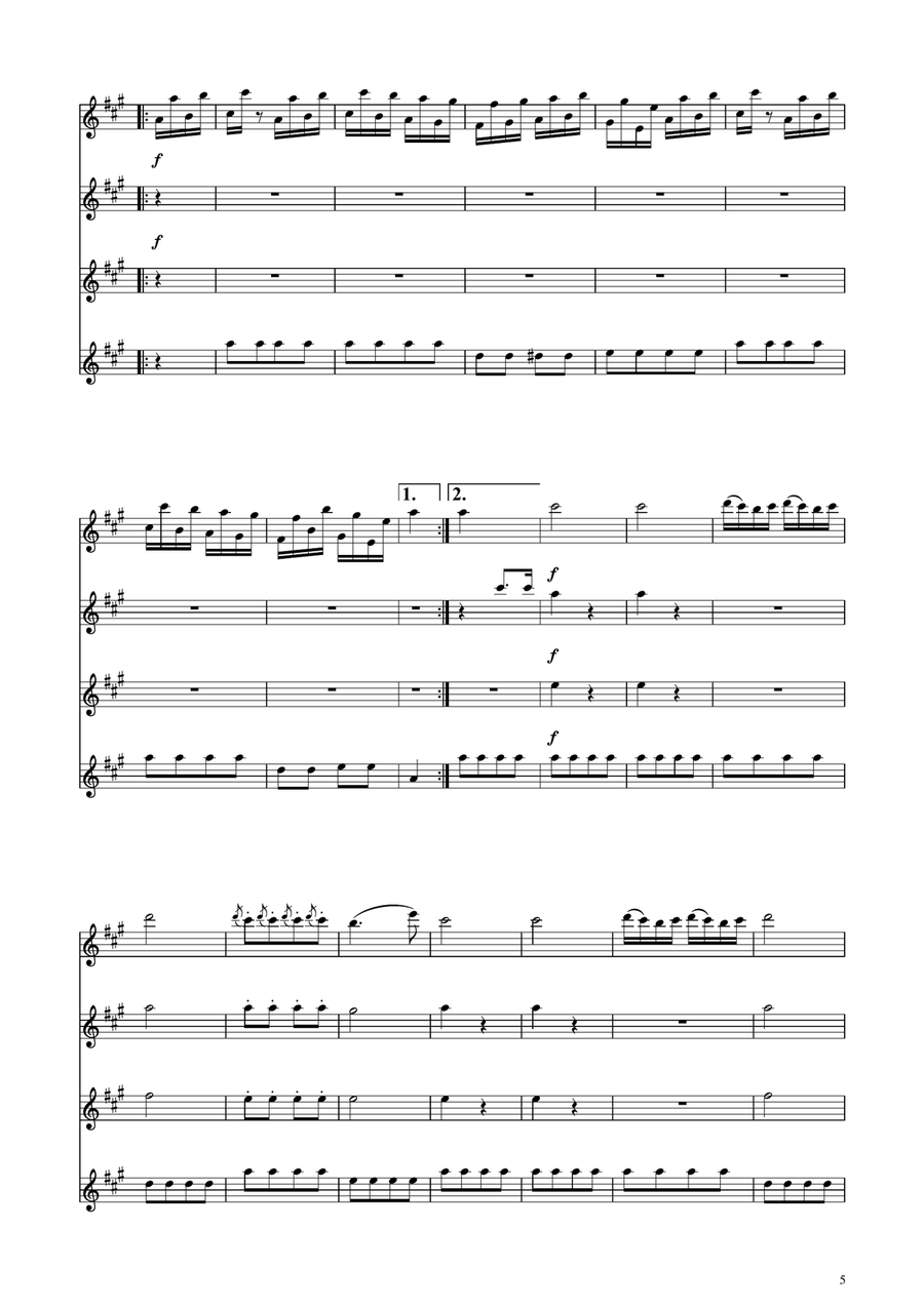 Turkish March - Violin Quartet String Quartet scores gallery preview page 5