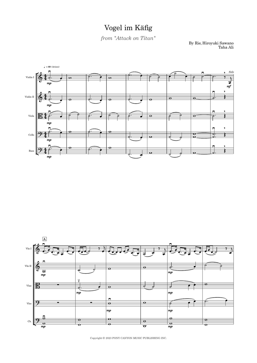 Vogel Im Kafig Vogel Im Kafig String Orchestra scores gallery preview page 1