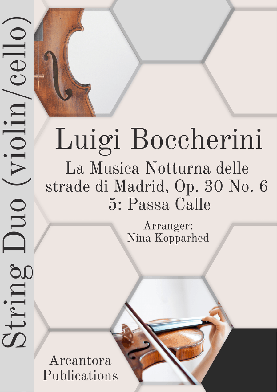 Passa Calle from La Musica Notturna delle strade di Madrid Op 30 No. 6 arr. Arr String duo(Vln/Vlc) String Duet scores gallery preview page 1