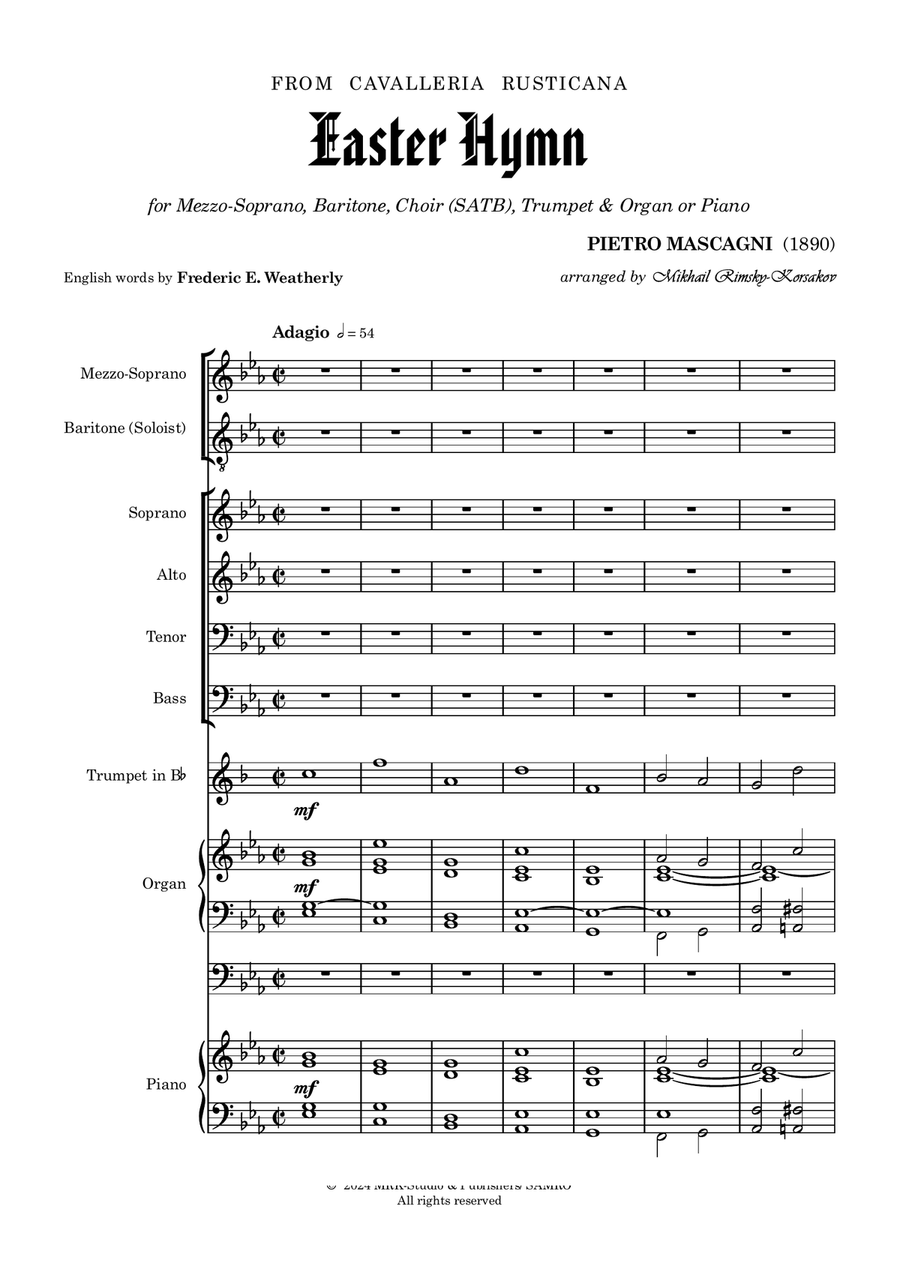 Easter Hymn from 'Cavalleria Rusticana' Piano, Vocal scores gallery preview page 2