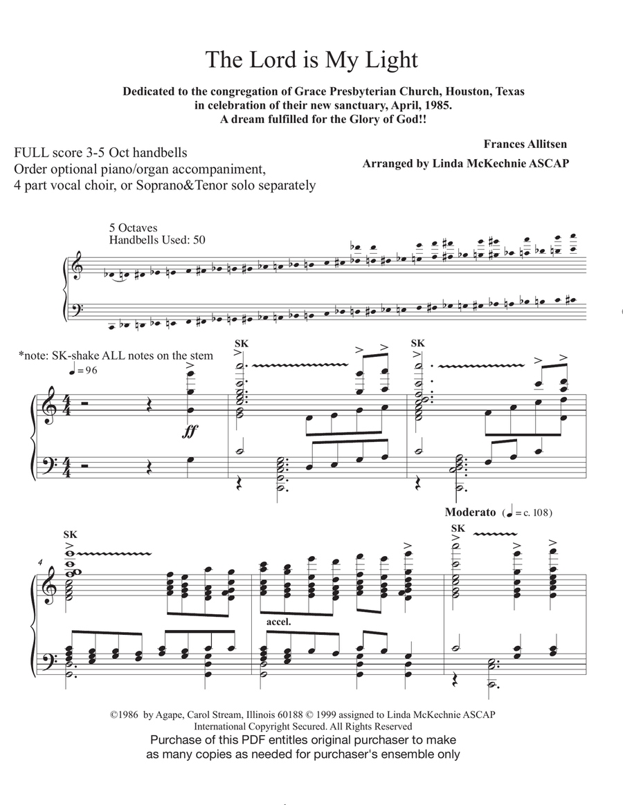 The Lord is my Light and my Salvation - Score Only Handbell Choir scores gallery preview page 1
