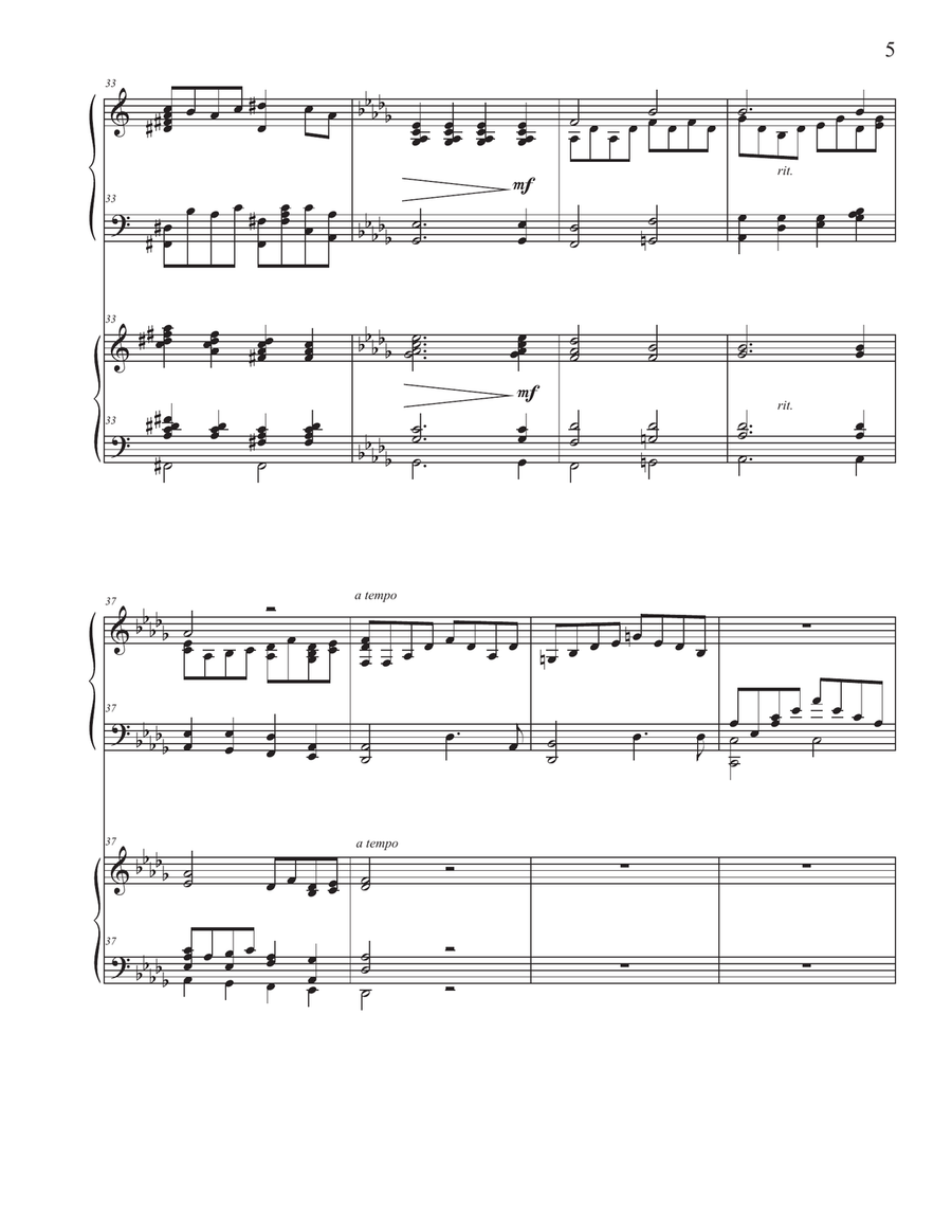 The Lord is My Light and My Salvation- piano/ organ accompaniment for handbells, SATB choir , solos 4-Part scores gallery preview page 5