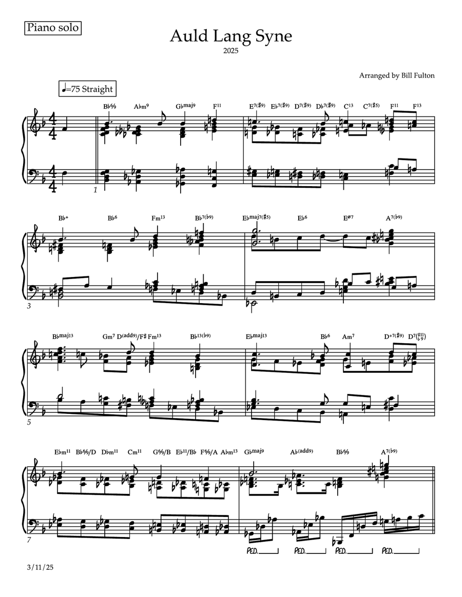 Auld Lang Syne Auld Lang Syne Piano Solo scores gallery preview page 1