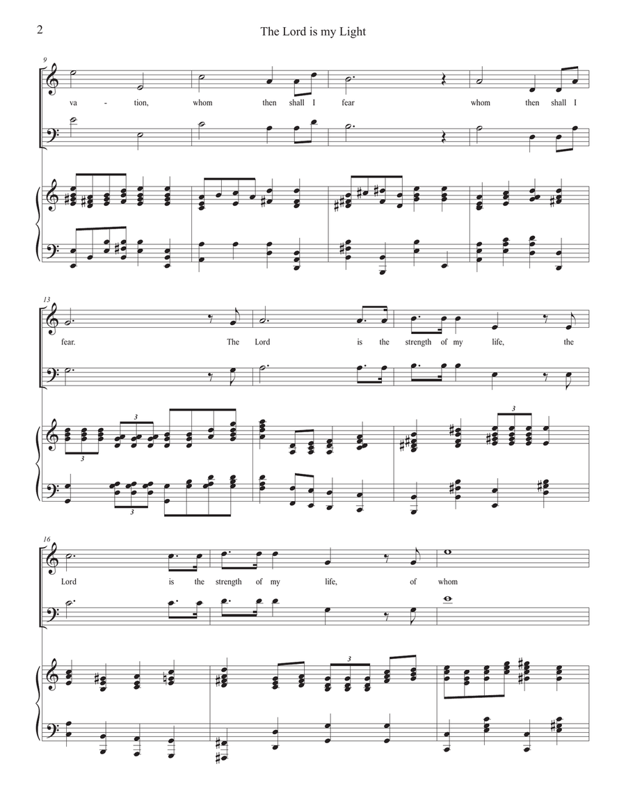 The Lord is My Light and My Salvation-Soprano and/or Tenor solo with piano accompaniment Tenor Voice scores gallery preview page 2