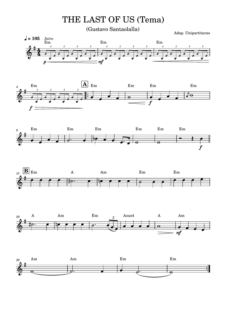 The Last Of Us (Tema) Partitura com cifra Piano Solo scores gallery preview page 1