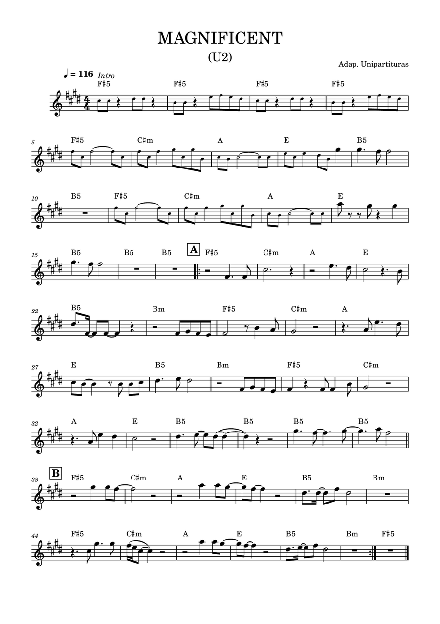 Magnificent - Partitura com cifra Piano Solo scores gallery preview page 1