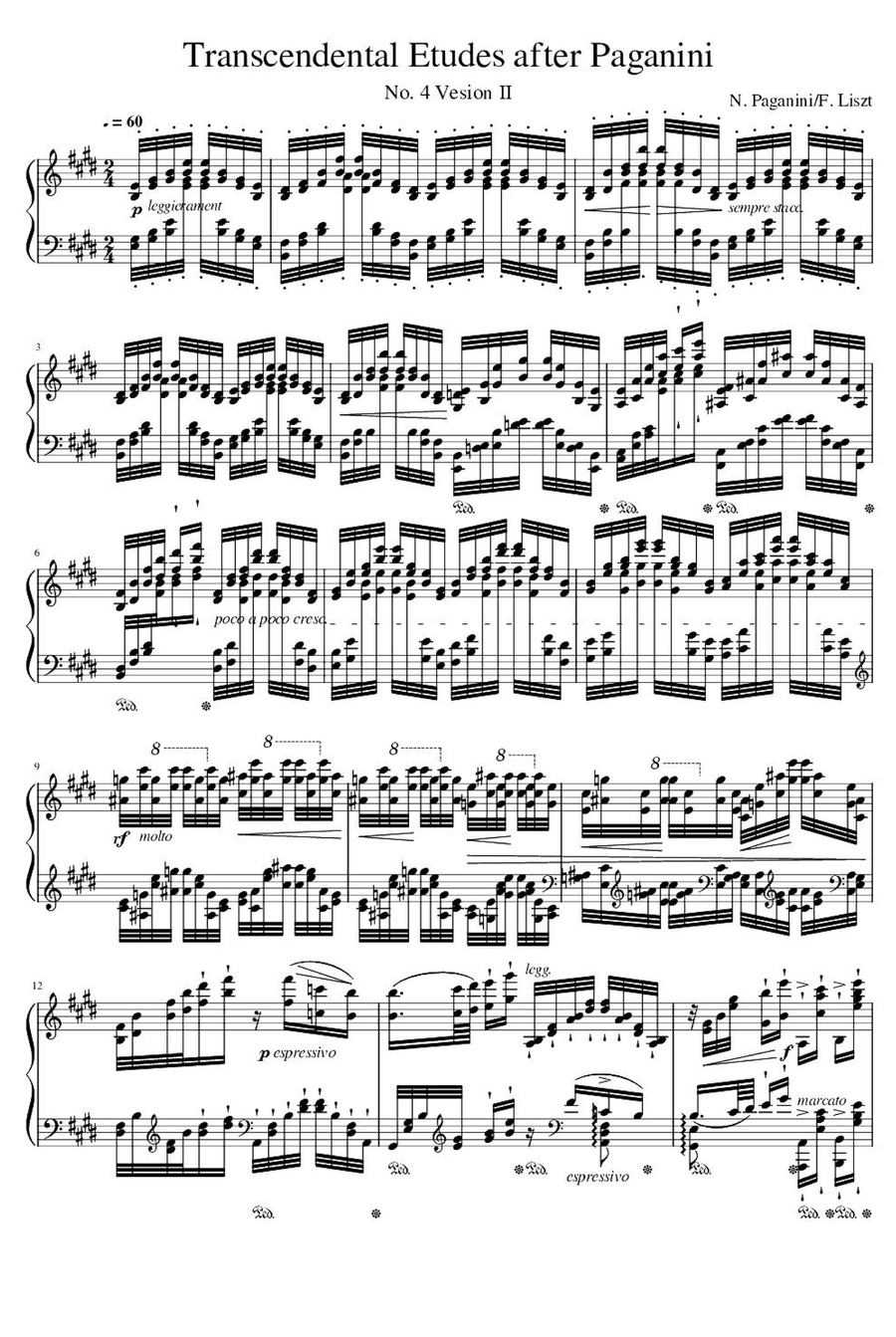 Transcendental Etudes after Paganini No.4 - Franz Liszt Piano Method scores gallery preview page 1