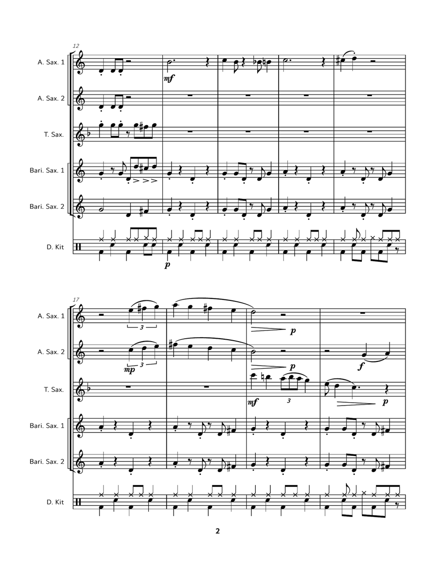 White Christmas Saxophone Quintet scores gallery preview page 2