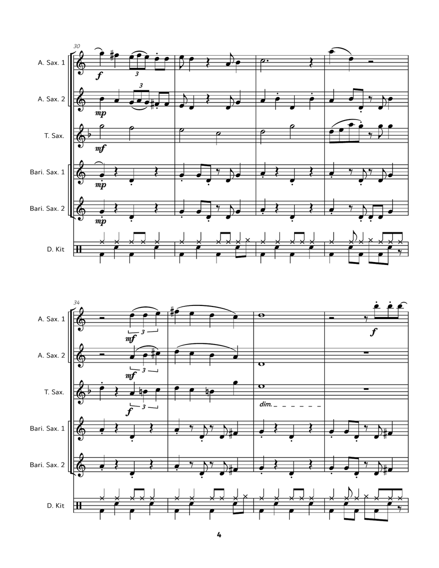 White Christmas Saxophone Quintet scores gallery preview page 4