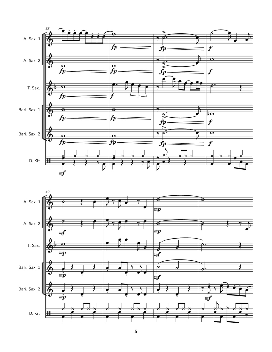 White Christmas Saxophone Quintet scores gallery preview page 5